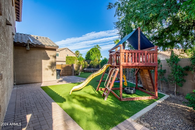 view of play area with a lawn