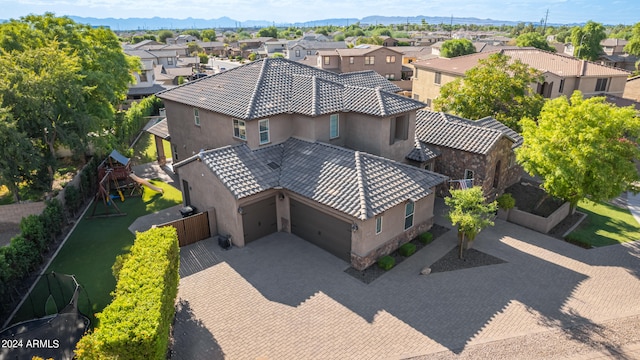 aerial view featuring a mountain view