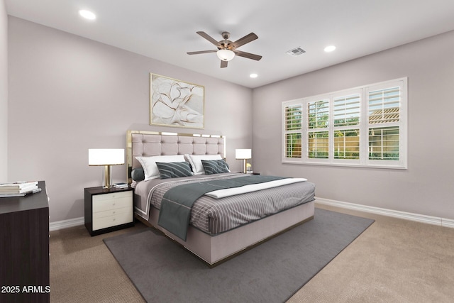 2027 E Ln Costa Ct, Gilbert, AZ 85298 - carpeted bedroom featuring baseboards, recessed lighting, and ceiling fan