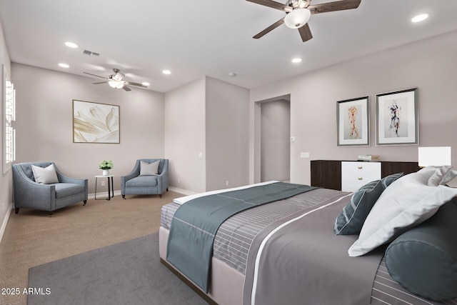 2027 E Ln Costa Ct, Gilbert, AZ 85298 - carpeted bedroom featuring baseboards, recessed lighting, and ceiling fan