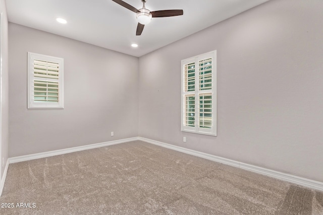 2027 E Ln Costa Ct, Gilbert, AZ 85298 - empty room featuring ceiling fan, carpet flooring, baseboards, and recessed lighting