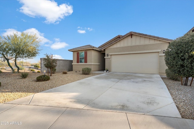 ranch-style home with a garage