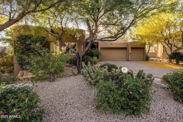 adobe home with stucco siding and driveway