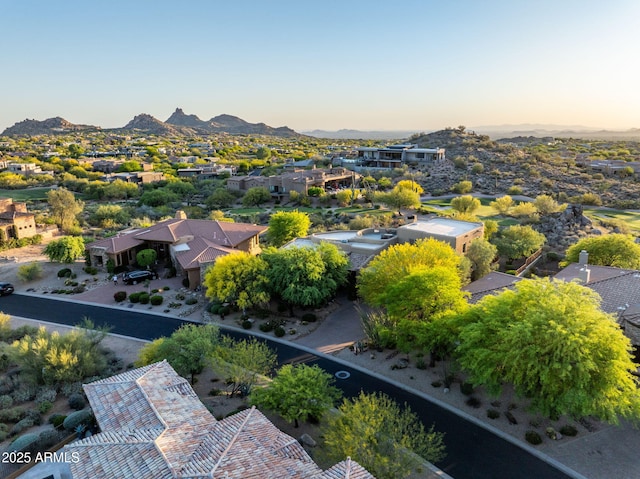 aerial perspective of suburban area with mountains