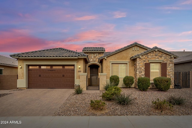 view of front of house with a garage