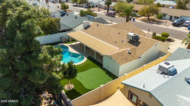 aerial view with a residential view