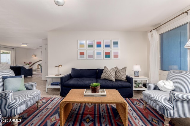 view of tiled living area