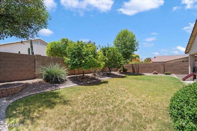 view of yard featuring a fenced backyard