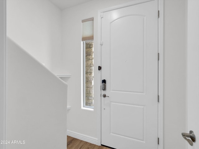 entrance foyer featuring light wood-type flooring