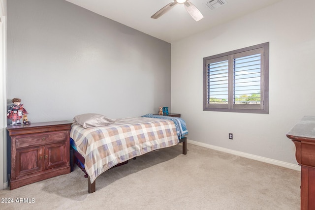 36382 N 35th St, Cave Creek, AZ 85331 - bedroom with baseboards, visible vents, a ceiling fan, and light colored carpet