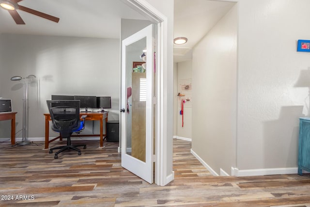 36382 N 35th St, Cave Creek, AZ 85331 - home office with baseboards, a ceiling fan, and wood finished floors