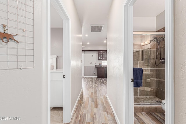 36382 N 35th St, Cave Creek, AZ 85331 - bathroom with a shower stall, toilet, wood finished floors, and visible vents
