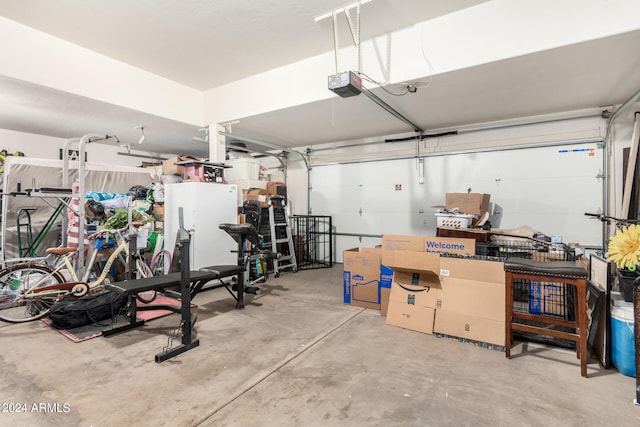 garage with a garage door opener