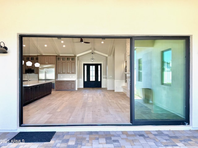 3021 N 47th St, Phoenix, AZ 85018 - bathroom featuring a ceiling fan, french doors, and a wainscoted wall
