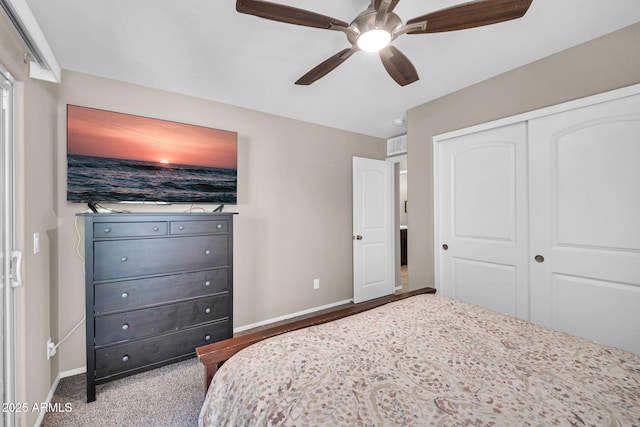 2049 N 77th Dr, Phoenix, AZ 85035 - bedroom featuring baseboards, ceiling fan, visible vents, and a closet