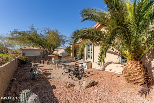 view of patio / terrace featuring exterior kitchen