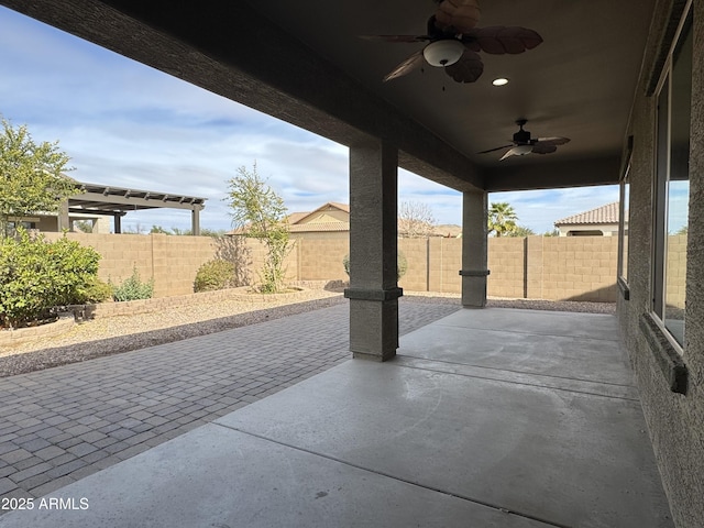 view of patio / terrace with ceiling fan