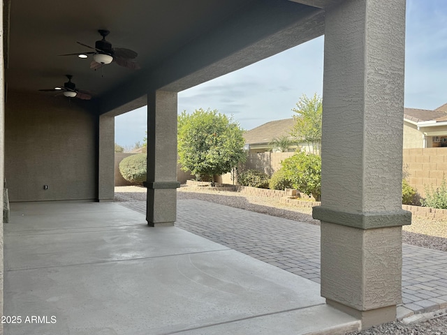 view of patio / terrace featuring ceiling fan