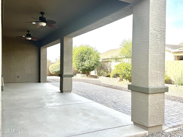 view of patio / terrace with ceiling fan