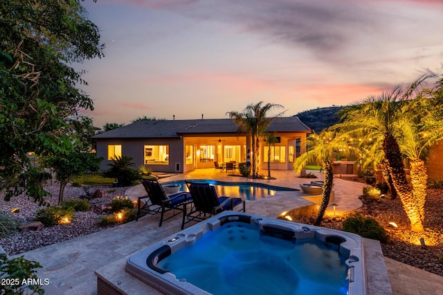 4618 W Pokeberry Ln, Phoenix, AZ 85083 - swimming pool featuring an outdoor hot tub, a patio, and ceiling fan