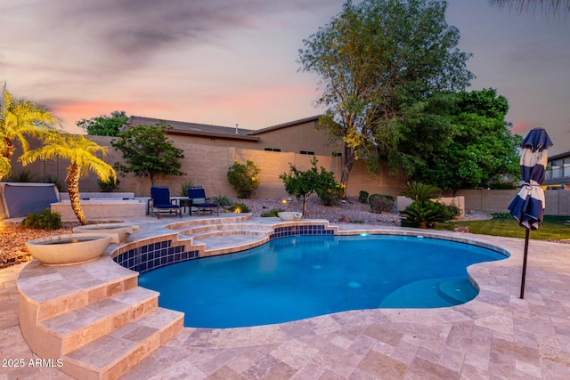 4618 W Pokeberry Ln, Phoenix, AZ 85083 - view of pool featuring an in-ground hot tub, a fenced backyard, and a patio area
