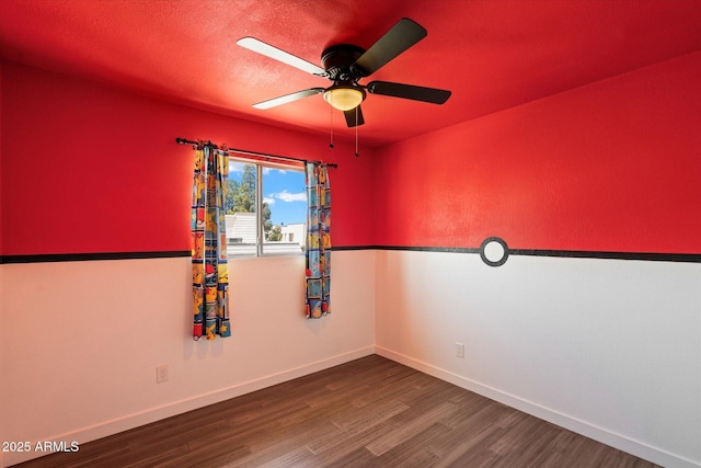 6743 S Jentilly Ln, Tempe, AZ 85283 - empty room featuring baseboards, ceiling fan, and wood finished floors