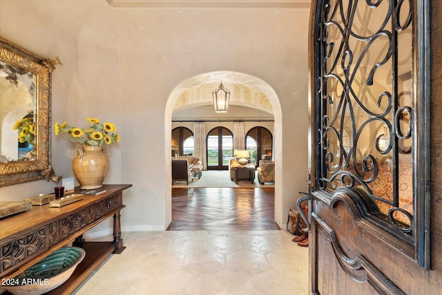 entrance foyer with light hardwood / wood-style flooring