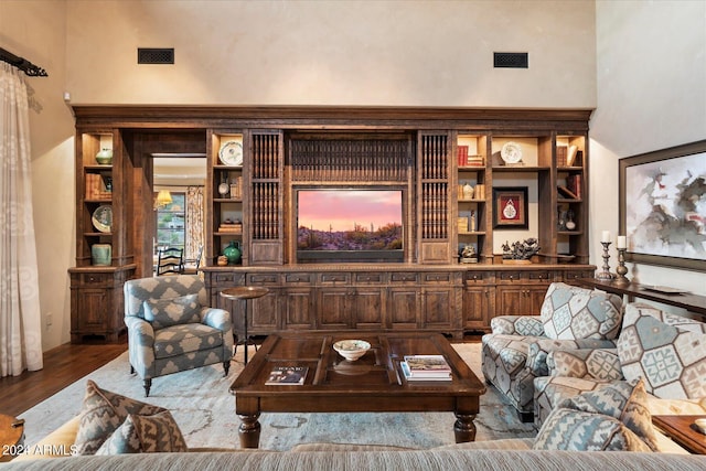 living room with hardwood / wood-style flooring