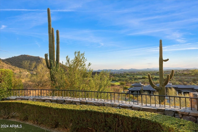 exterior space featuring a mountain view