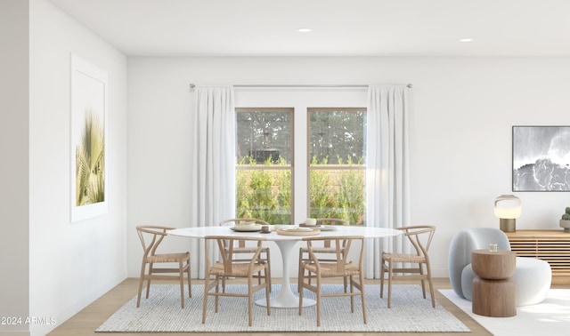 dining area featuring light hardwood / wood-style floors