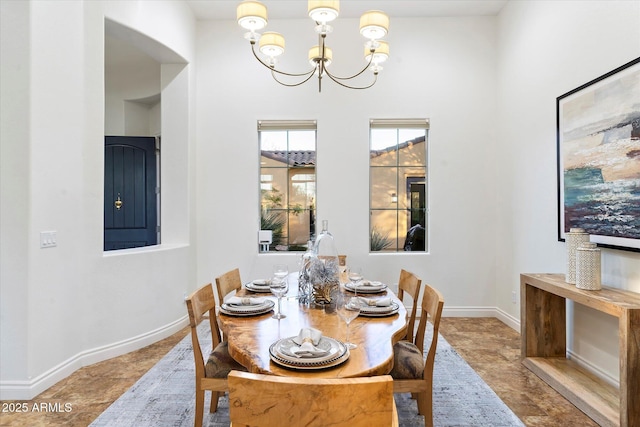 dining room with an inviting chandelier