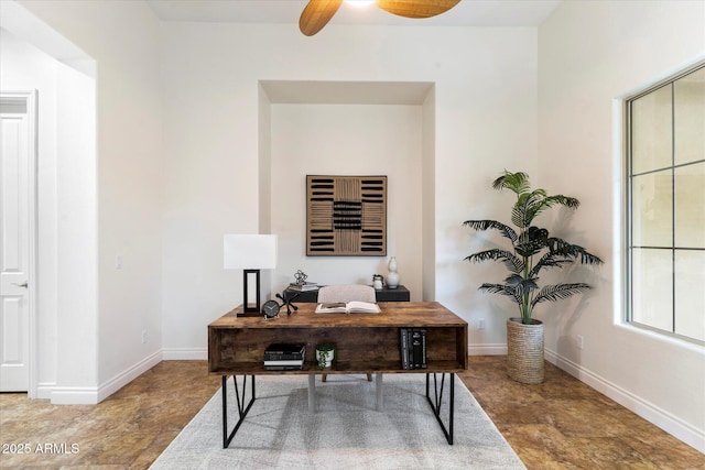 home office featuring ceiling fan