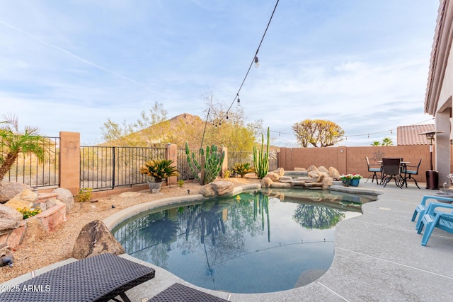 view of swimming pool with a patio area