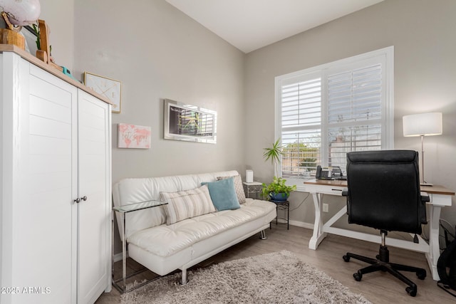 home office featuring hardwood / wood-style flooring