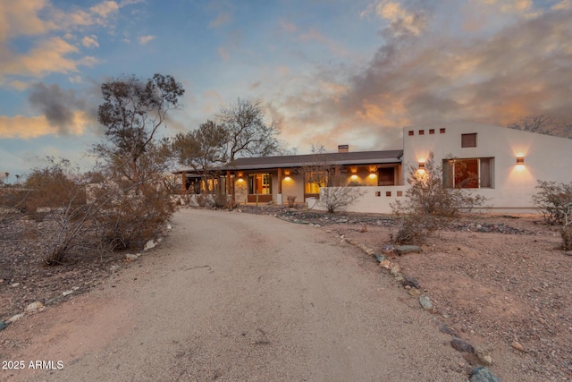 view of front of home featuring driveway