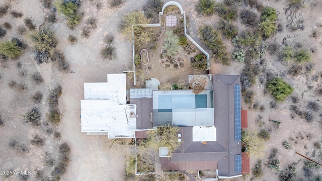 drone / aerial view with view of desert