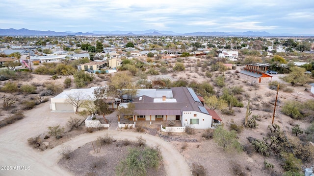 aerial view featuring a residential view and a mountain view