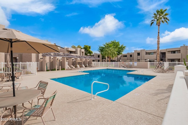 view of pool featuring a patio area