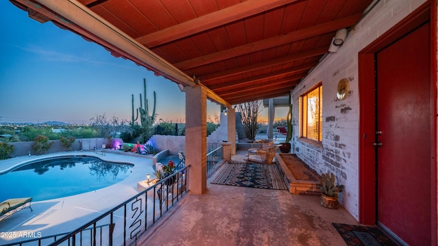 view of patio / terrace with a fenced in pool and a fenced backyard
