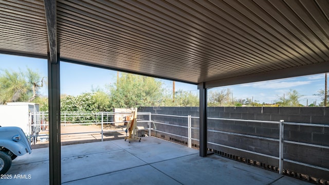 view of patio featuring an outdoor structure and an exterior structure