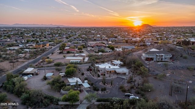 aerial view with a mountain view and a residential view