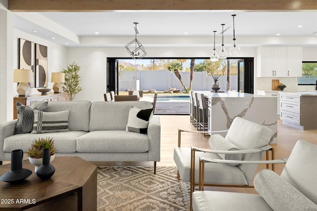 5919 N 45th St, Phoenix, AZ 85018 - living room featuring light wood-style flooring and recessed lighting
