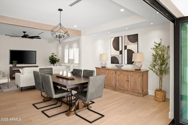 5919 N 45th St, Phoenix, AZ 85018 - dining area featuring light wood-style floors, recessed lighting, and ceiling fan