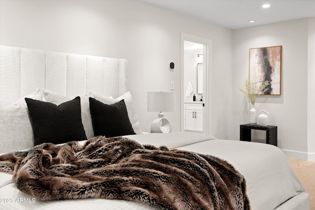 5919 N 45th St, Phoenix, AZ 85018 - bedroom featuring recessed lighting, wood finished floors, and ensuite bath
