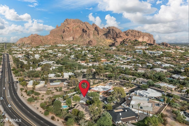 aerial view with a mountain view