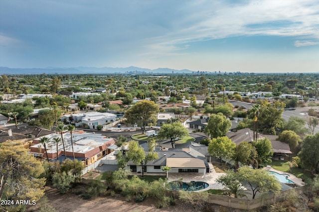 bird's eye view with a mountain view