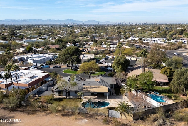 5919 N 45th St, Phoenix, AZ 85018 - aerial view of residential area with a pool and a mountainous background