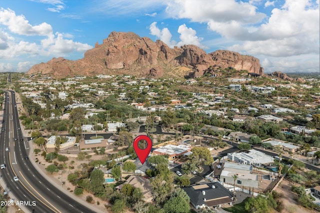 5919 N 45th St, Phoenix, AZ 85018 - aerial overview of property's location featuring mountains and nearby suburban area