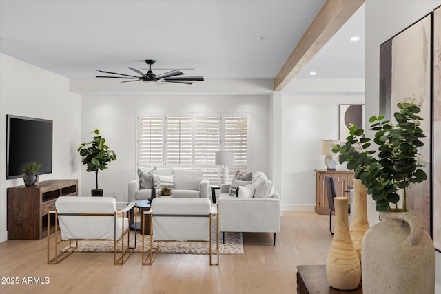 5919 N 45th St, Phoenix, AZ 85018 - living room with ceiling fan, light wood-style flooring, and recessed lighting