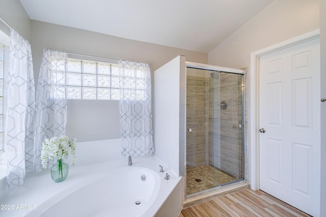 3921 W Jasper Dr, Chandler, AZ 85226 - full bath with a bath, wood finished floors, and a shower stall